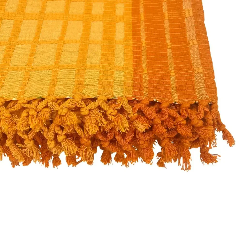 Fabindia mustard red handcrafted coverlet